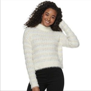 Candies Fuzzy Cropped Sweater 